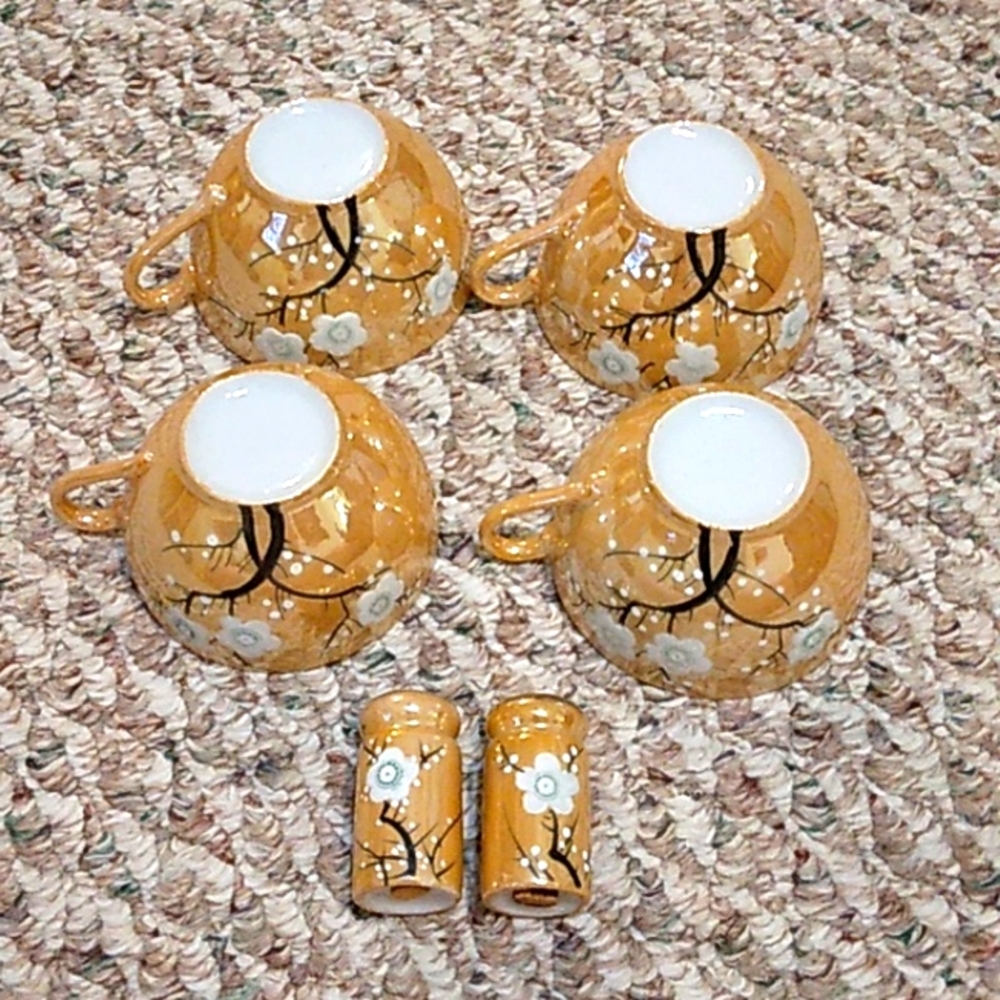 Vintage Japanese lusterwear tea cup set SALT SHAKERS SOLD S&P SHAKERS GONE